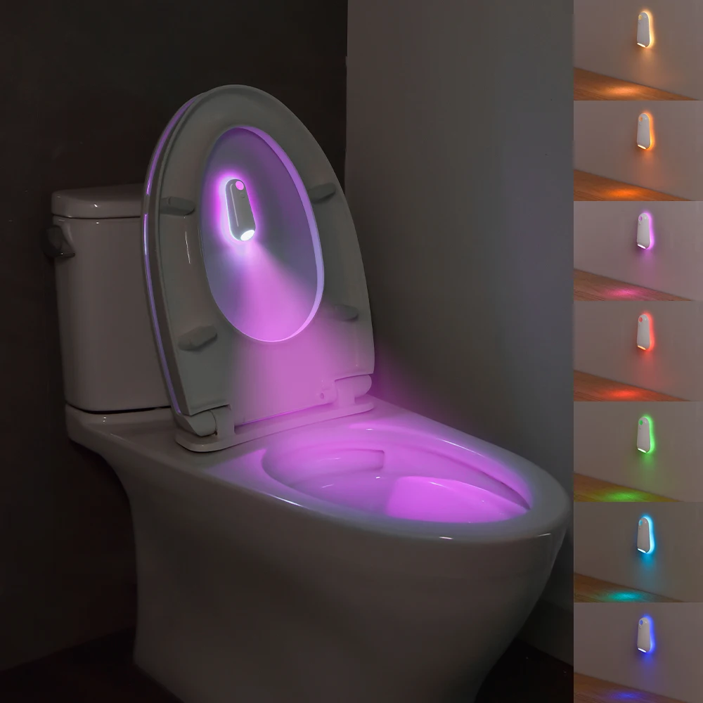 2 Pack Color Changing Toliet Night Light Motion Sensor LED Multi-Color Lights Washroom Light Bowl Lamp Smart Lamp 8color