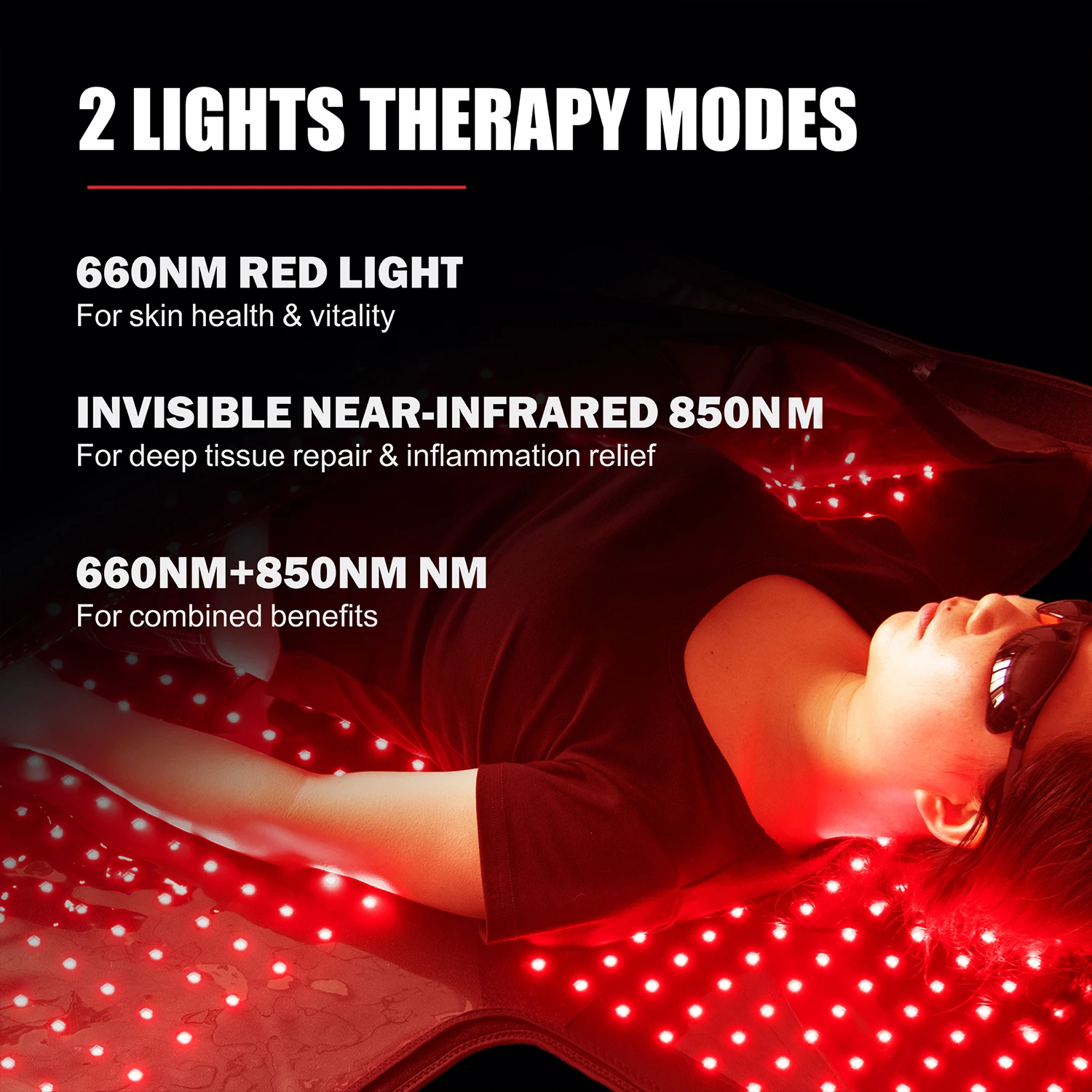 Dual Wavelength LED Beads 660nm&850nm Red Light Therapy Mat Full Body Used to Relieve Pain 71＂x 47＂