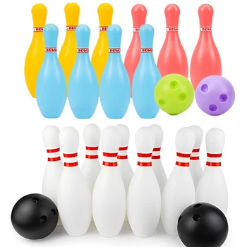 Set da bowling Colore plastica 2 palline e 10 pin Giochi da bowling Sport all'aria aperta Palla per esercizi indoor Gutterball Divertente set da bowling TMZ