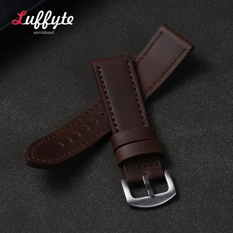 Elegant Vintage Leather Watch Strap - Premium Universal Bracelet in Black, Brown, and Grey