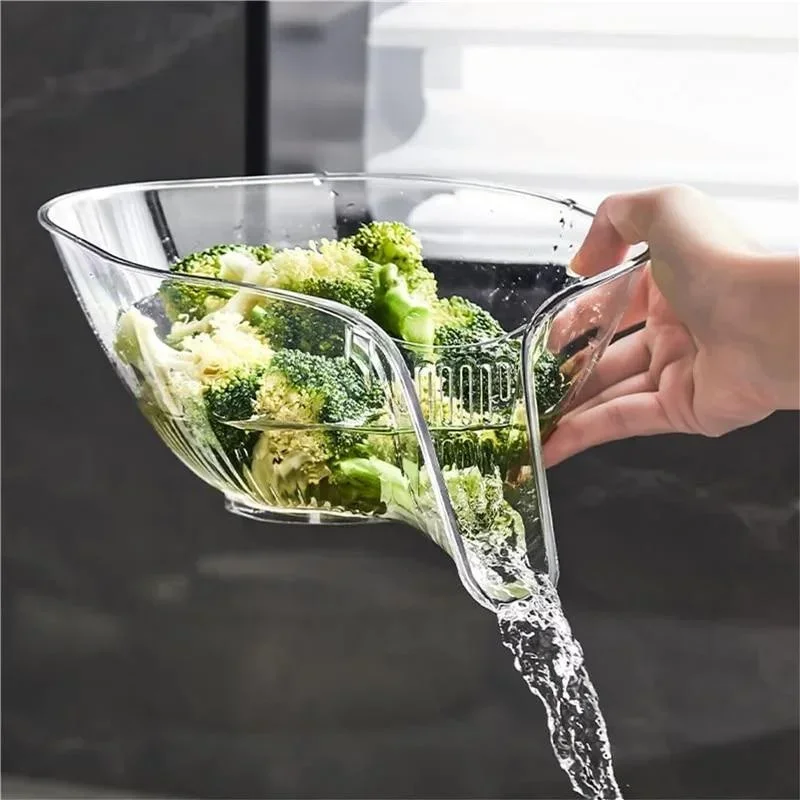 

Household Clear Washing Drain Basket Multi-functional Vegetable Basin Bowl Kitchen Washing Fruit Plate Gadget Accessories