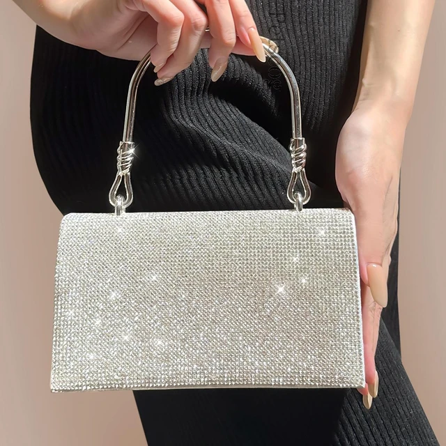 New Fashion Shiny Party Handbags Women 2023 Diamonds Square Handle  Crossbody Bag Luxury Evening Prom Purse Chains Shoulder Bags - AliExpress