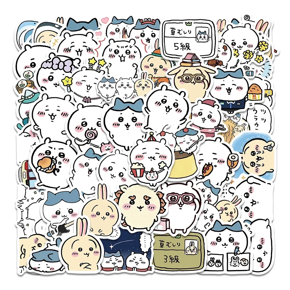 

60pcs Japanese Anime Chikawa Funny Stickers Graffiti Skateboard Waterproof Luggage Sport DIY Laptop Car Stickers Decal Kids Toys