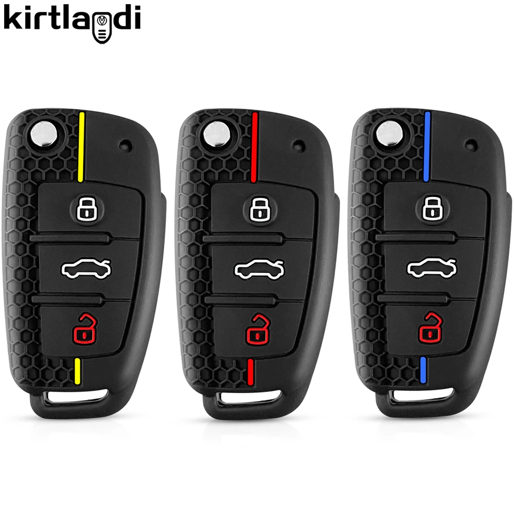 Silicone Key Cover for Audi - Premium Auto Remote Holder with 3-Button Protection