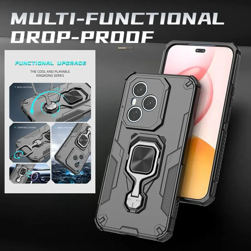 Enhanced Armor Magnetic Ring Holder Case with Camera Protection