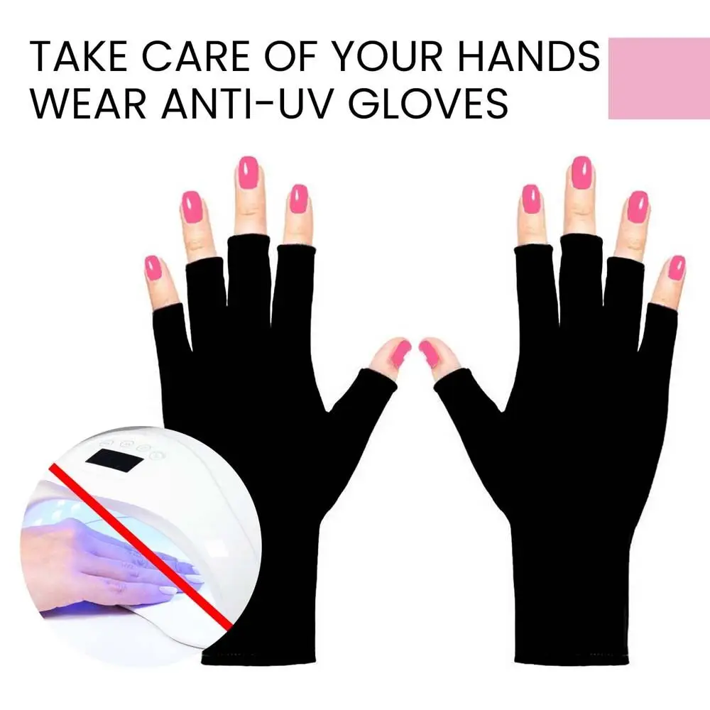 LED Lamp Tool Nail Art Gloves Soft Nail Dryer Light Fiber UV Protecter Black Manicure Tool Gift for Women