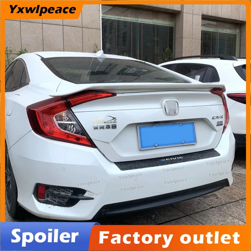 

For Honda Civic 2016 2017 2018 2019 10th High Quality ABS Plastic Unpainted Color Car Rear Wing Trim Rear Trunk Lip Spoiler