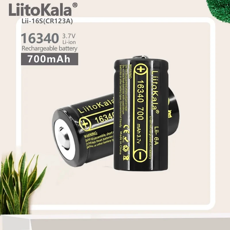 Liitokala Lii-16A Rcr123A 3.7V 16340 700Mah Batteria Ricaricabile Per Fotocamera Arlo Hd E Reolink Argus 3.7V Cr123A Ricaricabile