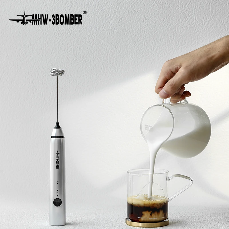 Milk frother egg beater electric milk frother MHW-3BOMBER electric milk coffee frother for latte art cappuccino rechargeable egg mixer professional home kitchen accessories