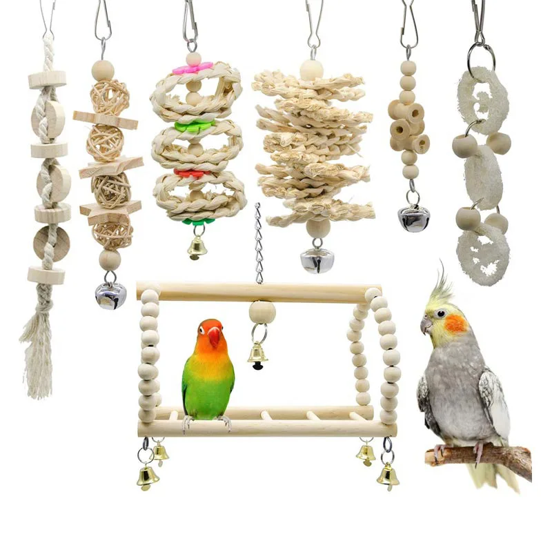 

Pet Parrot Molar Bite Toy Hammock Combination Bird Toys Set Swing Chewing Training Toys Loros pájaros juguetes Brinquedos