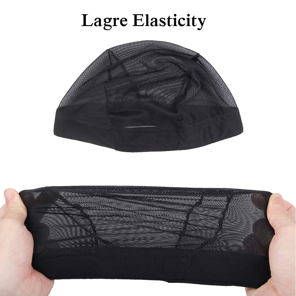 6pcs/Lot Black Mesh Dome Cap Making Wig Breathable Spandex Wig Cap Stretchable Hairnet Wide Elastic Band Women Men