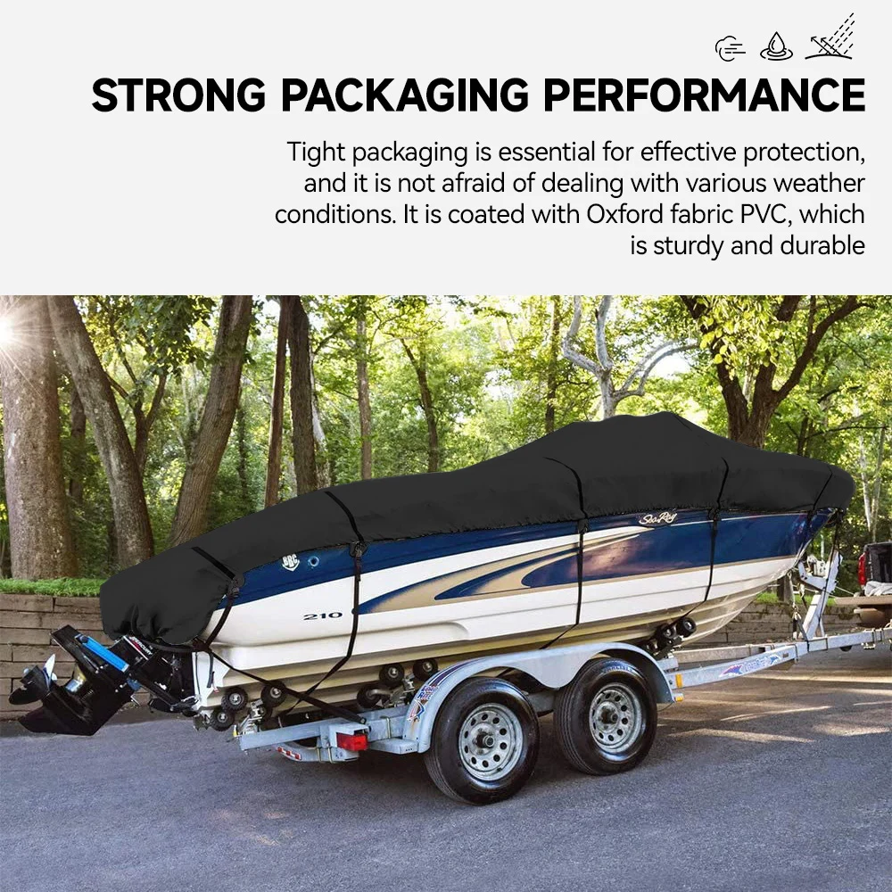 210D Yacht Boat Cover Water Resistant Scratch-proof Anti-UV Protector Fishing Speedboat V-shape Canvas For Boat Cover Tent Boat Cover Fishing Boat Cover