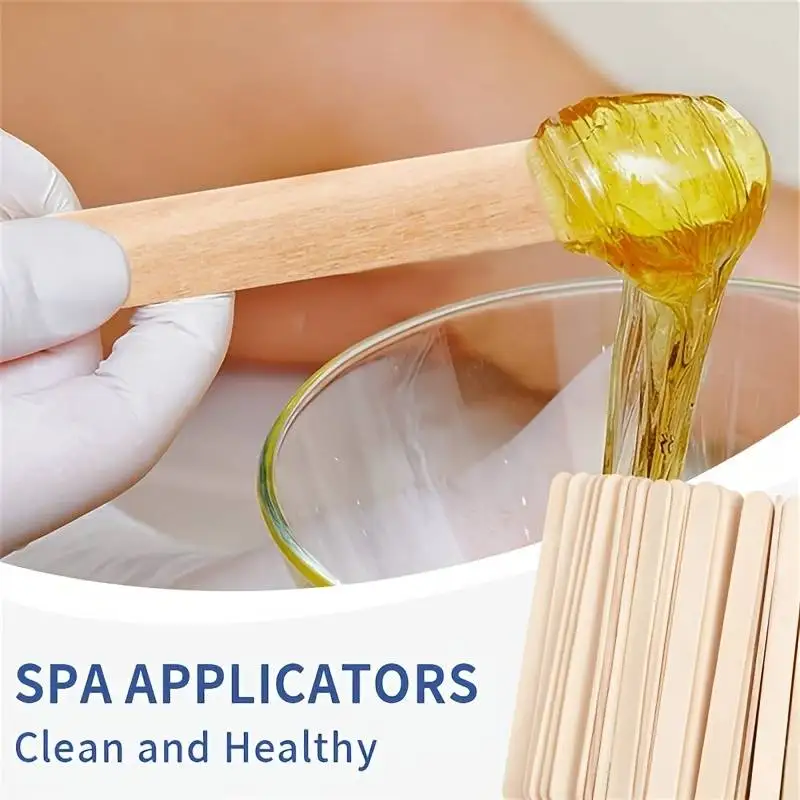 500PCS Woman Wooden Hair Removal Stick Disposable Depilation Spatula Wax Sticks Wood Face Eyebrows Waxing Spatula Beauty Tool 3