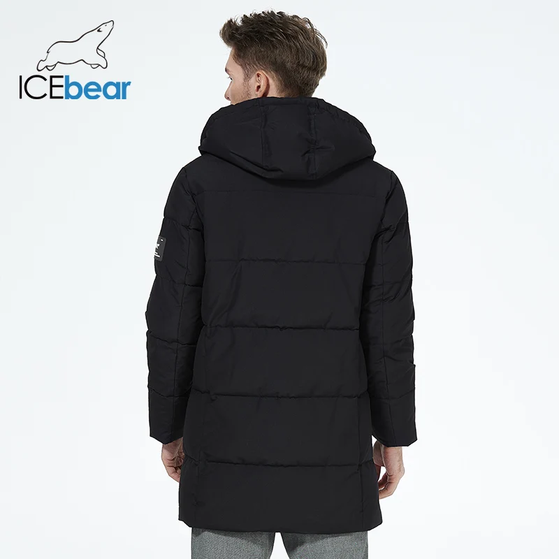 ICEbear 2023 winter  men's clothing thicken warm men's jacket hooded men's mid-length  coat fashionable cotton jacket MWD3061D 5