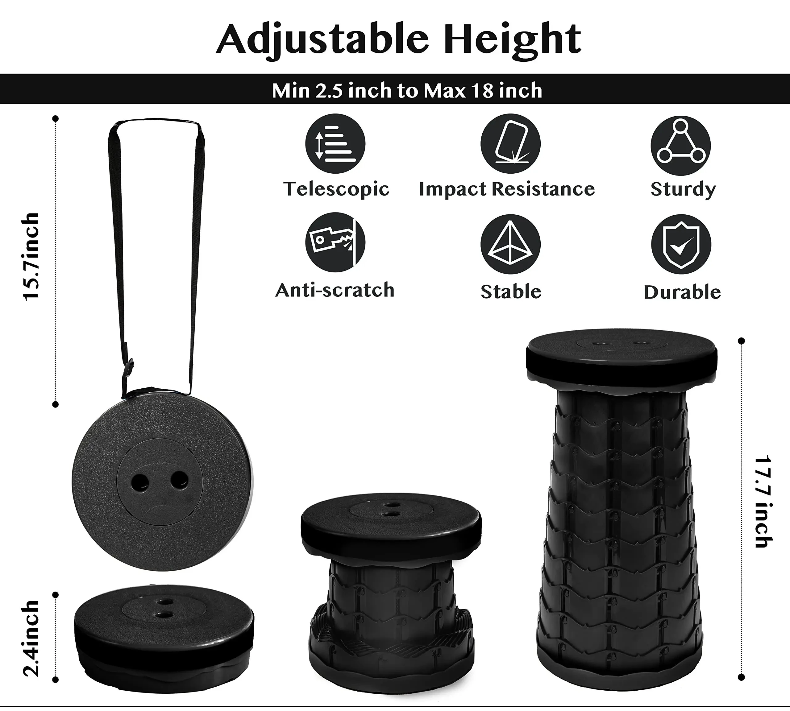 Folding Chair Folding Portable Height Adjustment Outdoor Telescopic Travel Camping Lightweight Plastic Fish Stool Queuing Chair