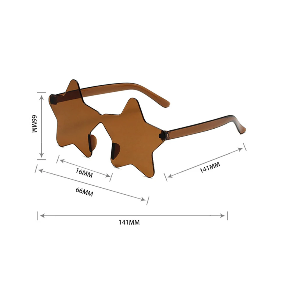 1Pc Frameless Star Shaped Solid Color Glasses For Cosplay Eyewear Cool Disco Glasses For Women Men Fashion Pentagram_voghion.com
