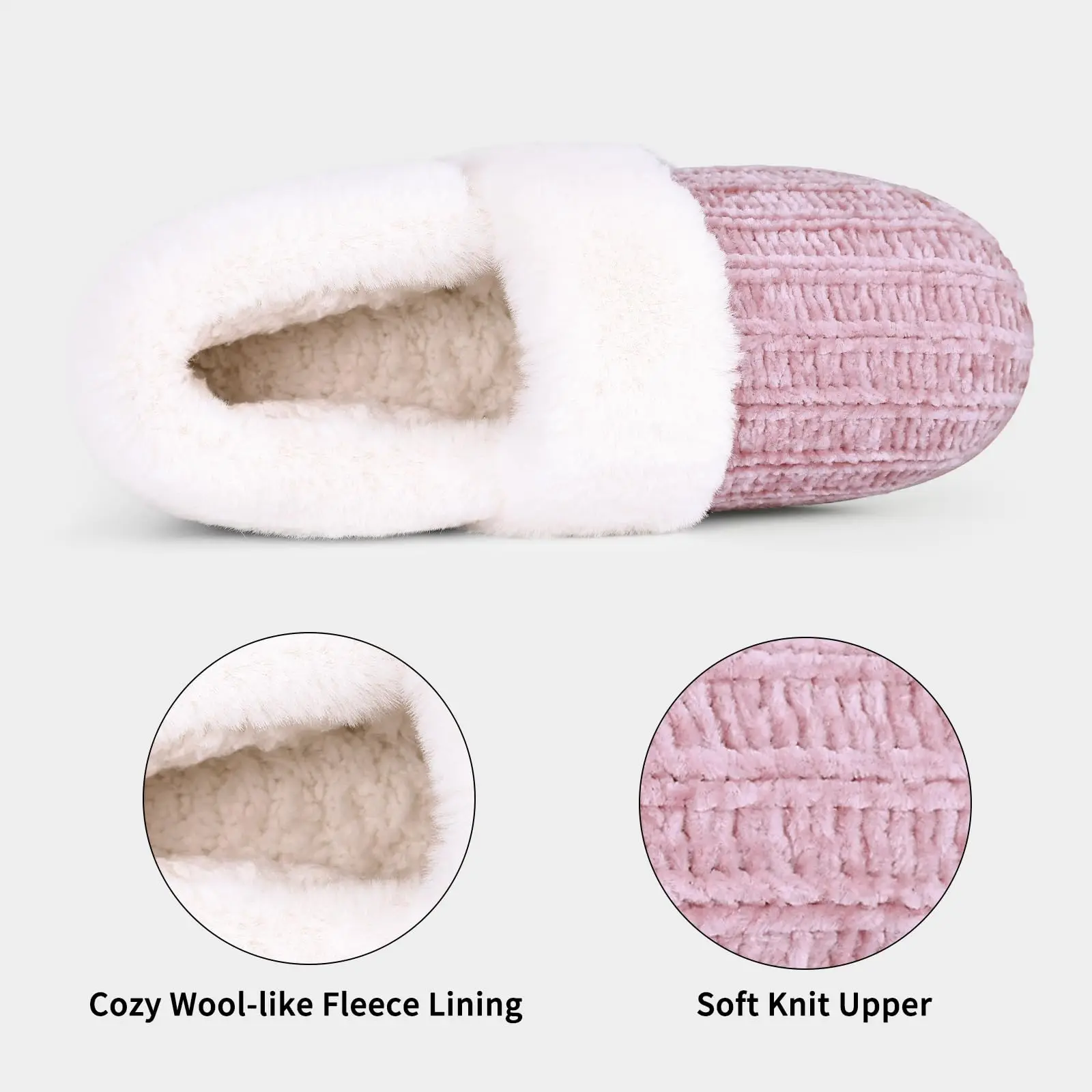 Comwarm Winter Knit Fur Slippers For Women Fleece Lined Plush Slippers With Memory Foam Soft Comfort Warm House Fuzzy Slides 6