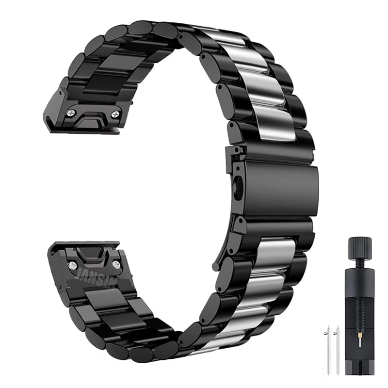 Stainless Steel Quick Release Easyfit Wrist Strap - 26mm/22mm Metal Watch Band