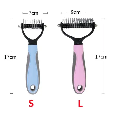애완 동물 모피 매듭 커터 개 손질 흘리기 도구, 애완 동물 고양이 머리 제거 빗 브러시 양면 제품 공급 업체 드롭 배송 6