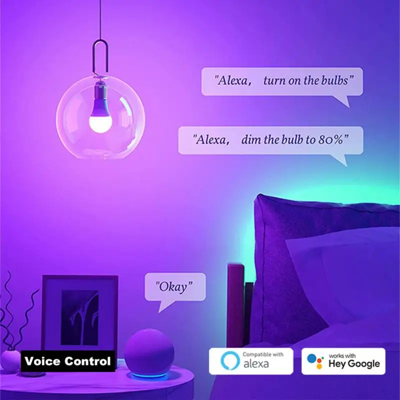 CORUI WiFI Matter Homekit A19 Smart LED Light Smart Dimmable Bulb RGB CW Support Smart Life APP Siri Google Home Alexa Assistant