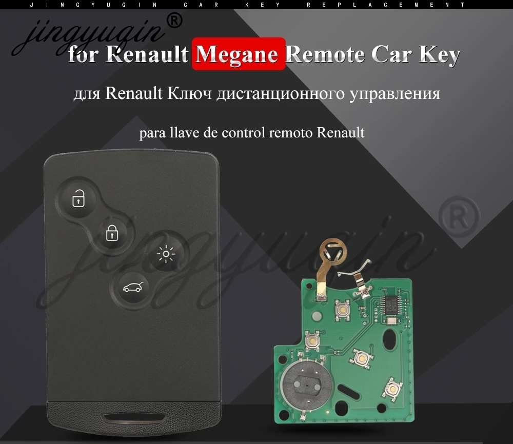 Jingyuqin Auto-Fernschlüssel ID46 PCF7941 für Renault Megane III Scenic III Laguna Fluence 2008–2016 4BT No-KeylessGo + Notschlüssel – Detail 3