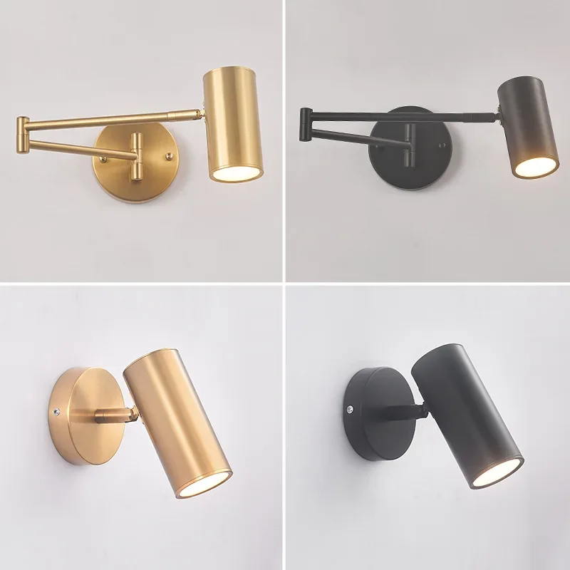 Nordic Simple Single Rocker Arm Hotel Room Studio Bedroom Study Form Reading Folding Telescopic Wall Light