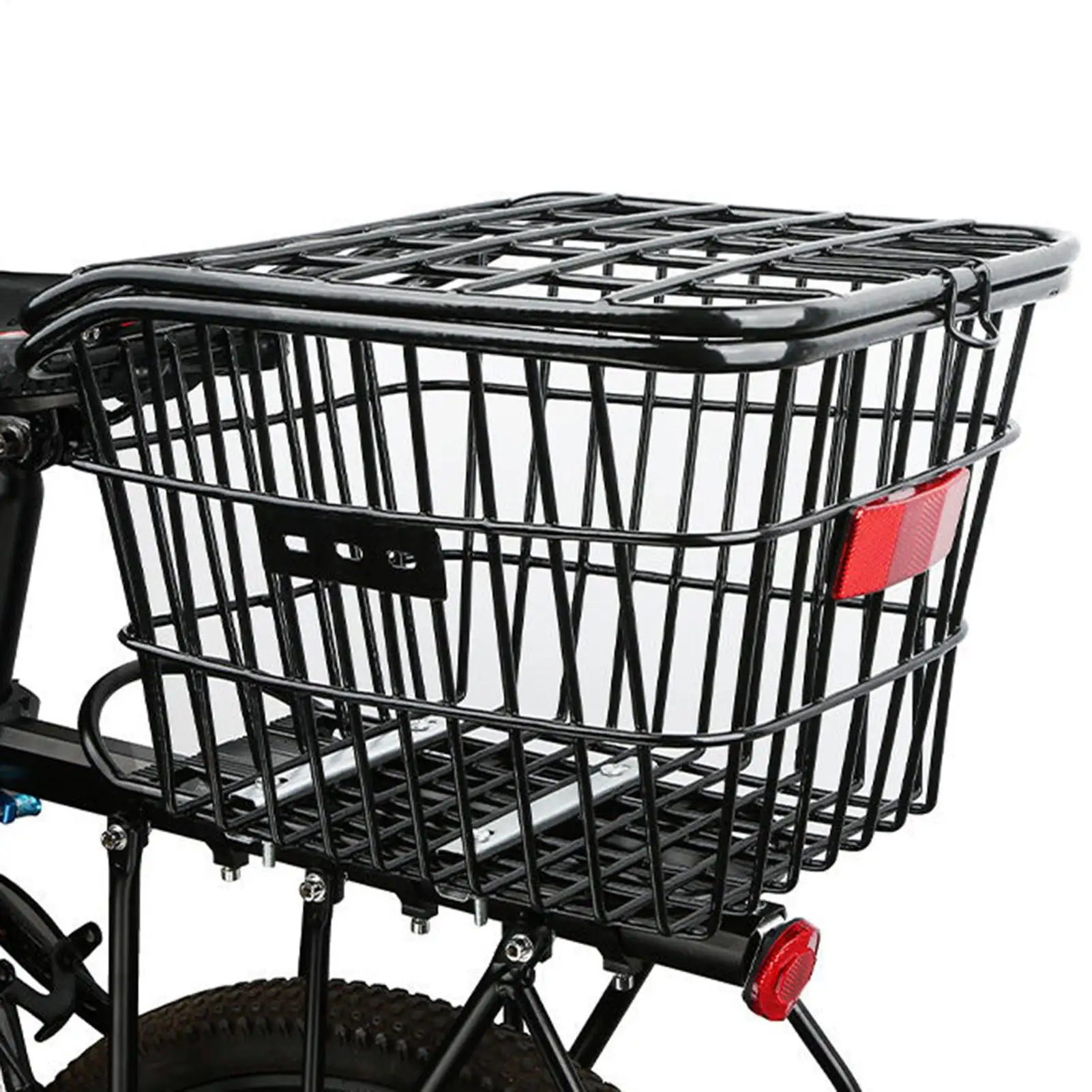 Back Cycle Basket Metal Large Rear Cycle Rack Frame Cycle Rear Shelf Schoolbag Cycle Storage Basket for Bag Backpack Cargo Hard