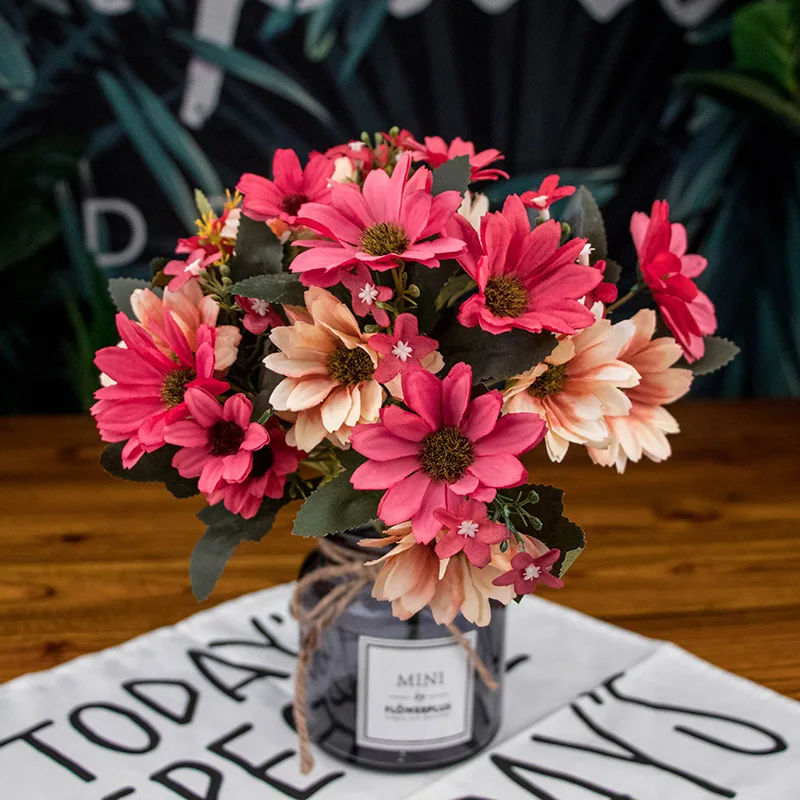 Peach Coral Gerbera Daisy Bridal Bouquet, Artificial Wedding Flowers, Silk Wedding Bouquets