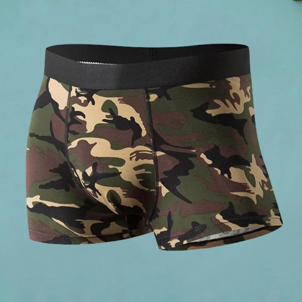 Men Shorts Briefs Camouflage Print Mid-rise U-convex Men Underwear Casual Cotton High Elastic Close-fitting Male Underwear