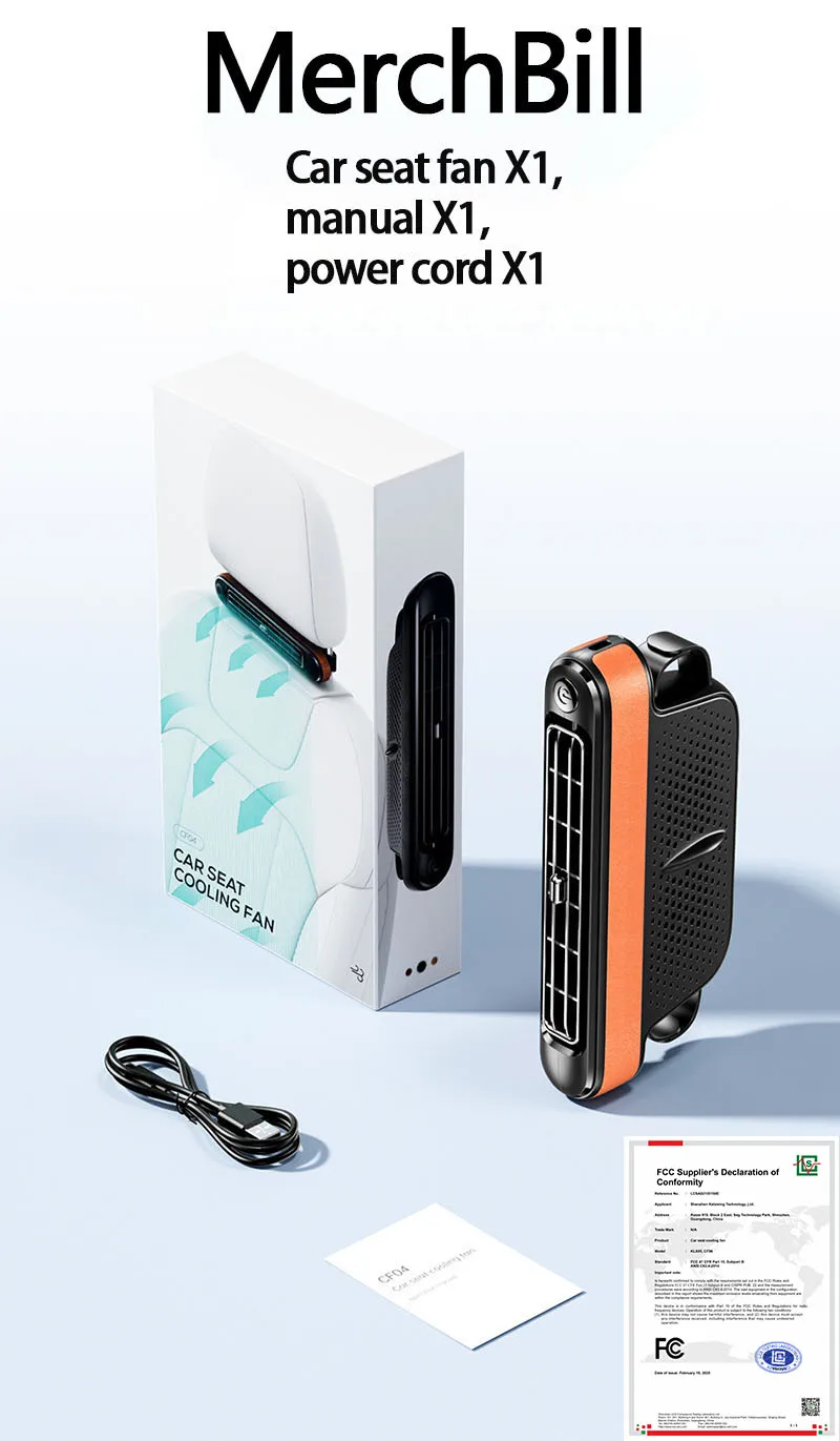 For Tesla Model Y & 3 2020-2025 USB Car Cooling Fan for Backseat 3 Speeds Portab