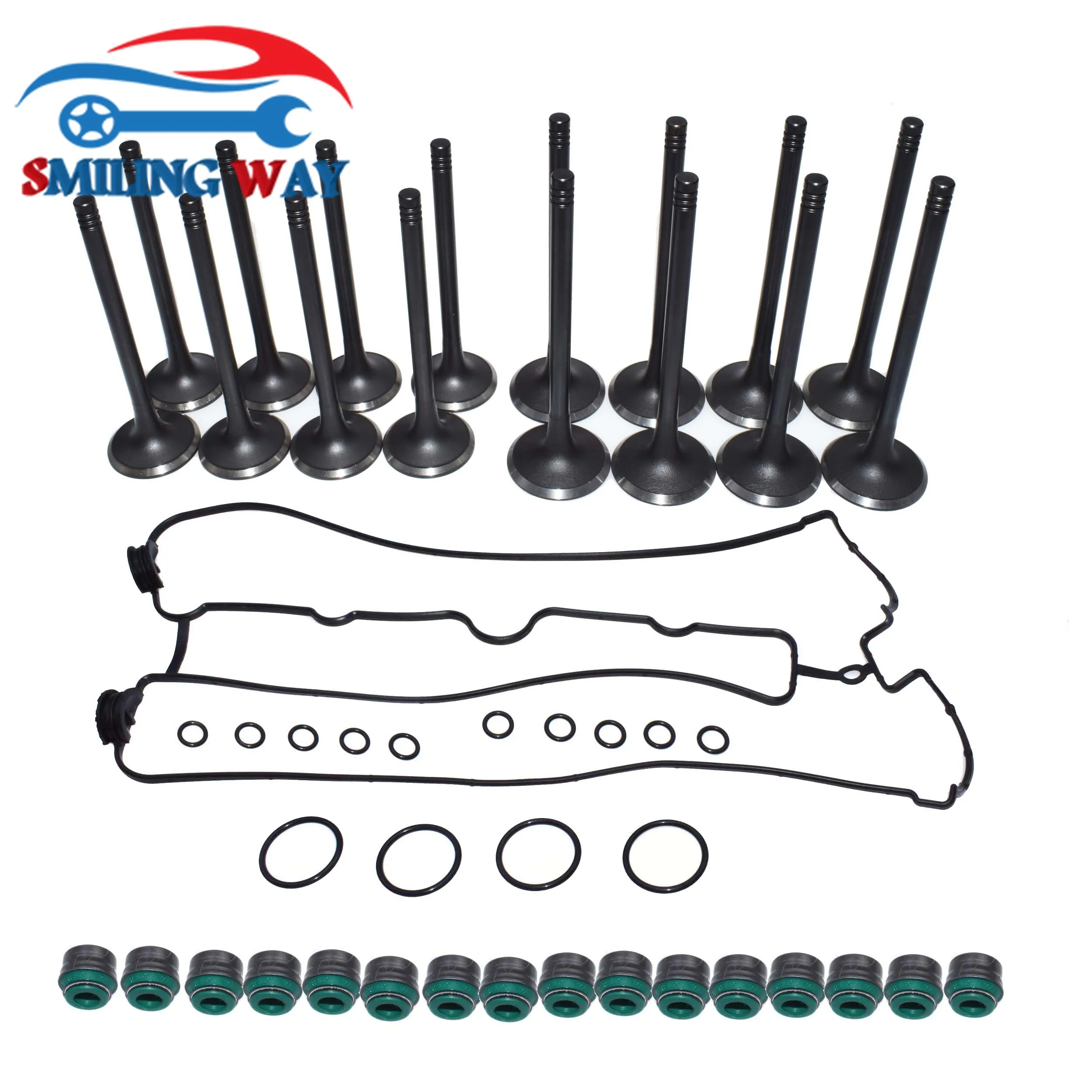 Intake Exhaust Valve & Stem Seals & Lifters & Valve Cover Gasket For 2