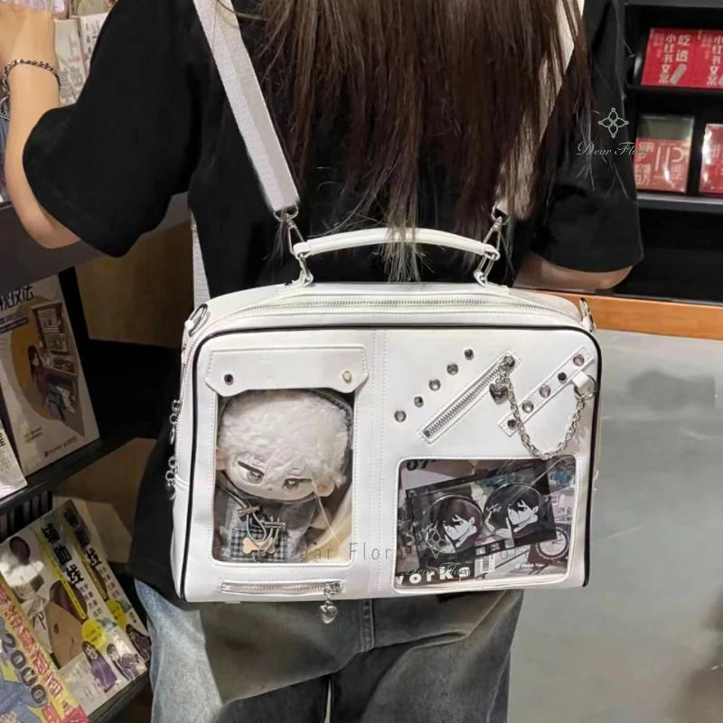 Y2K Women Ita Shoulder Bag Girls Transparent Bag DIY Display Crossbody Fashion Handbag Backpack Students Bookbag Travel Knapsack 5