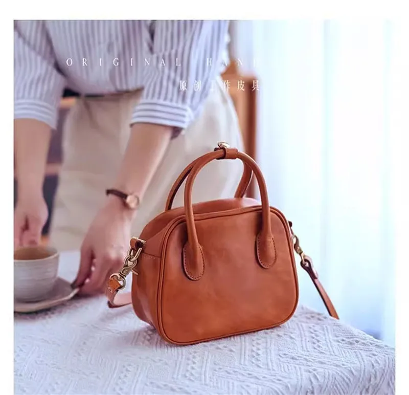 PNDME Sommer Outdoor Wochenende täglich leicht einfach echtes Leder Damen süße kleine Handtasche echtes Rindsleder Schulter Umhängetasche – Detail 7