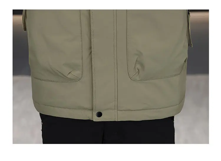 Lässige warme Daunenjacken mit Kapuze, 90 % weiße Entendaunen, Winter, einfarbig, winddicht, Oberteil, Puffermantel, Outdoor, verdickte Parkas-Kleidung – Detail 20