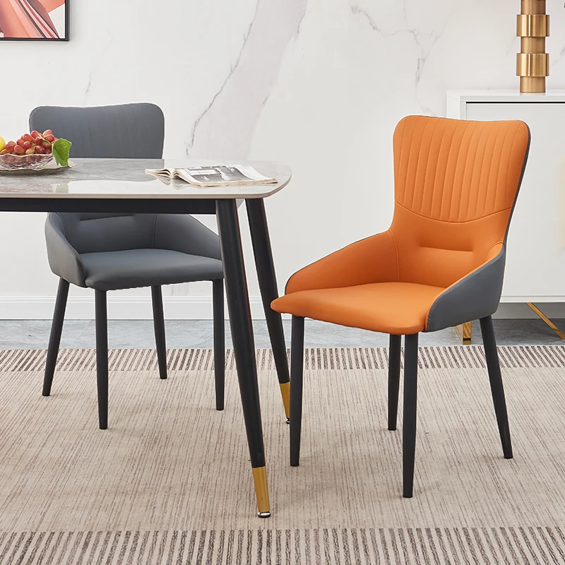 

Modern Unique Dining Chair Leather Minimalist Designer Ergonomic Restaurant Chairs Soft Chaises Salle Manger Home Furniture