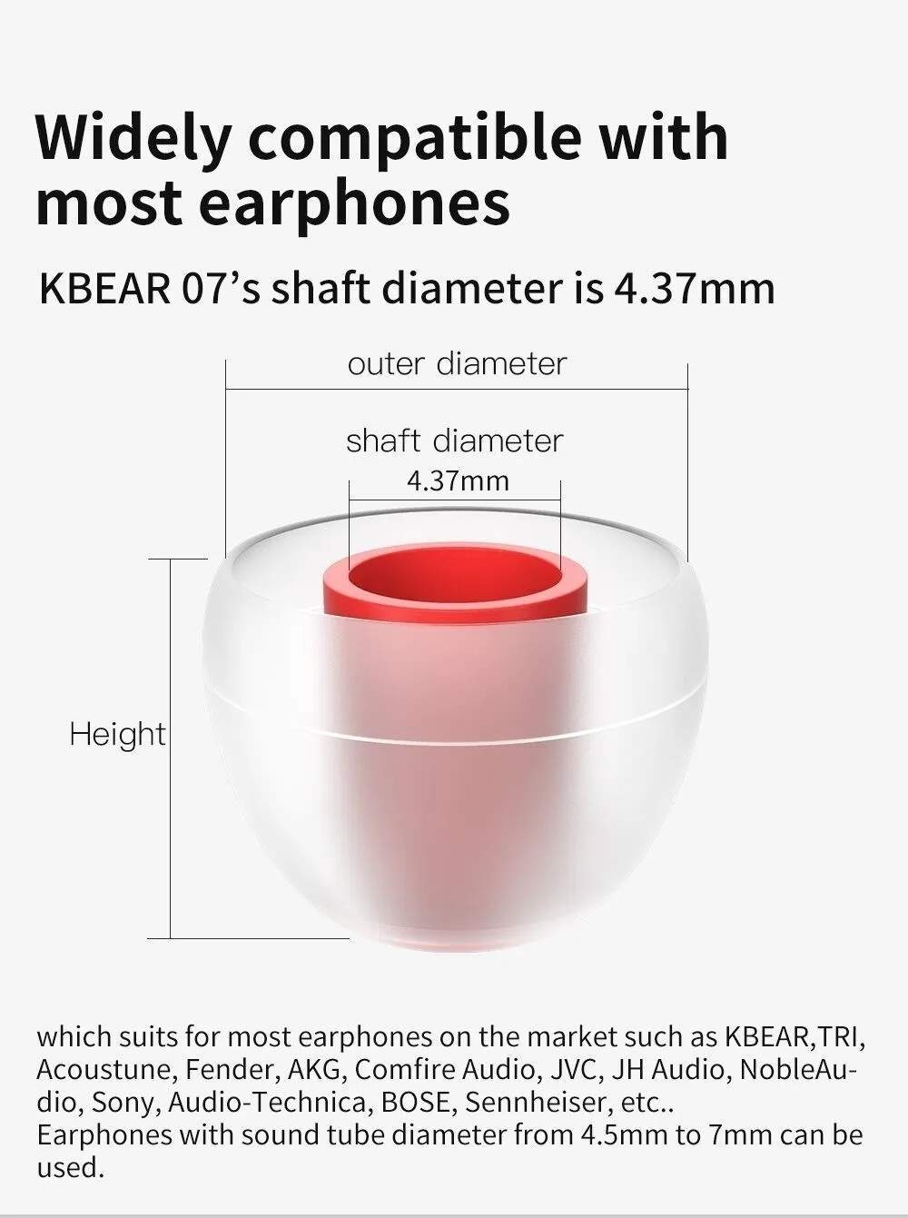 KBEAR 07 Silicone--Upgrade Headphone Eartips 1pair(2pcs) 5pairs(10pcs) Noise Isolating With S M M- L Size For KBEAR TRI Earphone