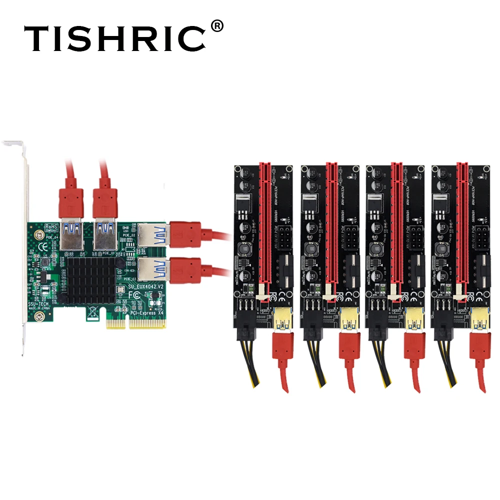 TISHRIC PCI Express множитель PCIE от 1 до 4 Pcie 4x USB 3 0 концентратор X16 переходник 009s адаптер