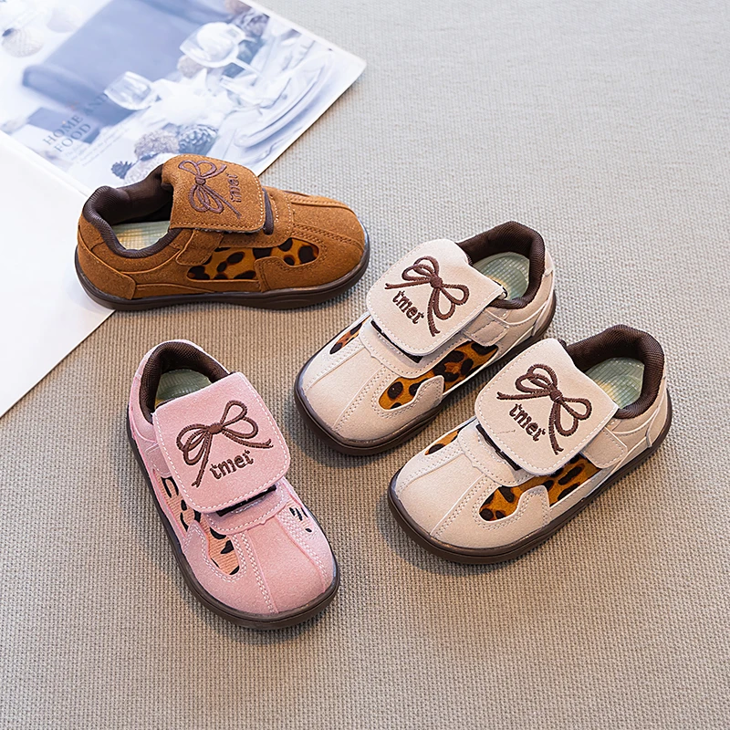 Girls Leopard Print Soft Sole Sneakers