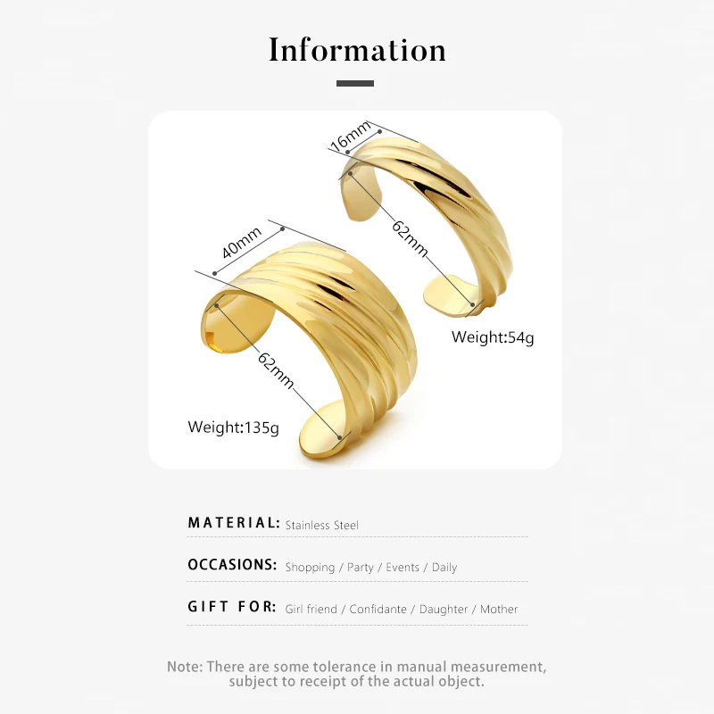 VAROLE Pure Form Twist Bracelets Stainless Steel Cuff Open Bracelet Bangle 18K Plated Charm Fashion Jewelry 5