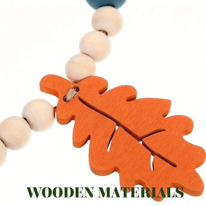 Wreath of Autumn Wood Beads with Tassel, Maple Leaves, Wreath of Wood Beads, Diy Tray Decoration