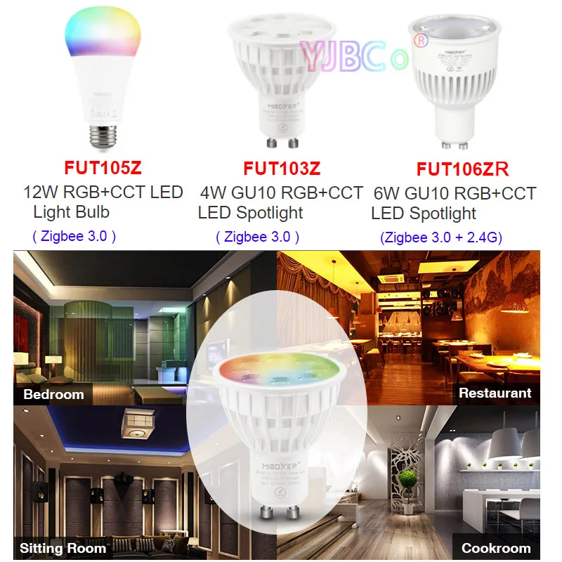 

Умная лампа Miboxer Zigbee 3,0 RGB + CCT, 4 Вт, 6 Вт, GU10, с регулируемой яркостью, 12 Вт, E27, с дистанционным управлением через приложение и голосовым управлением, 110-220 В переменного тока