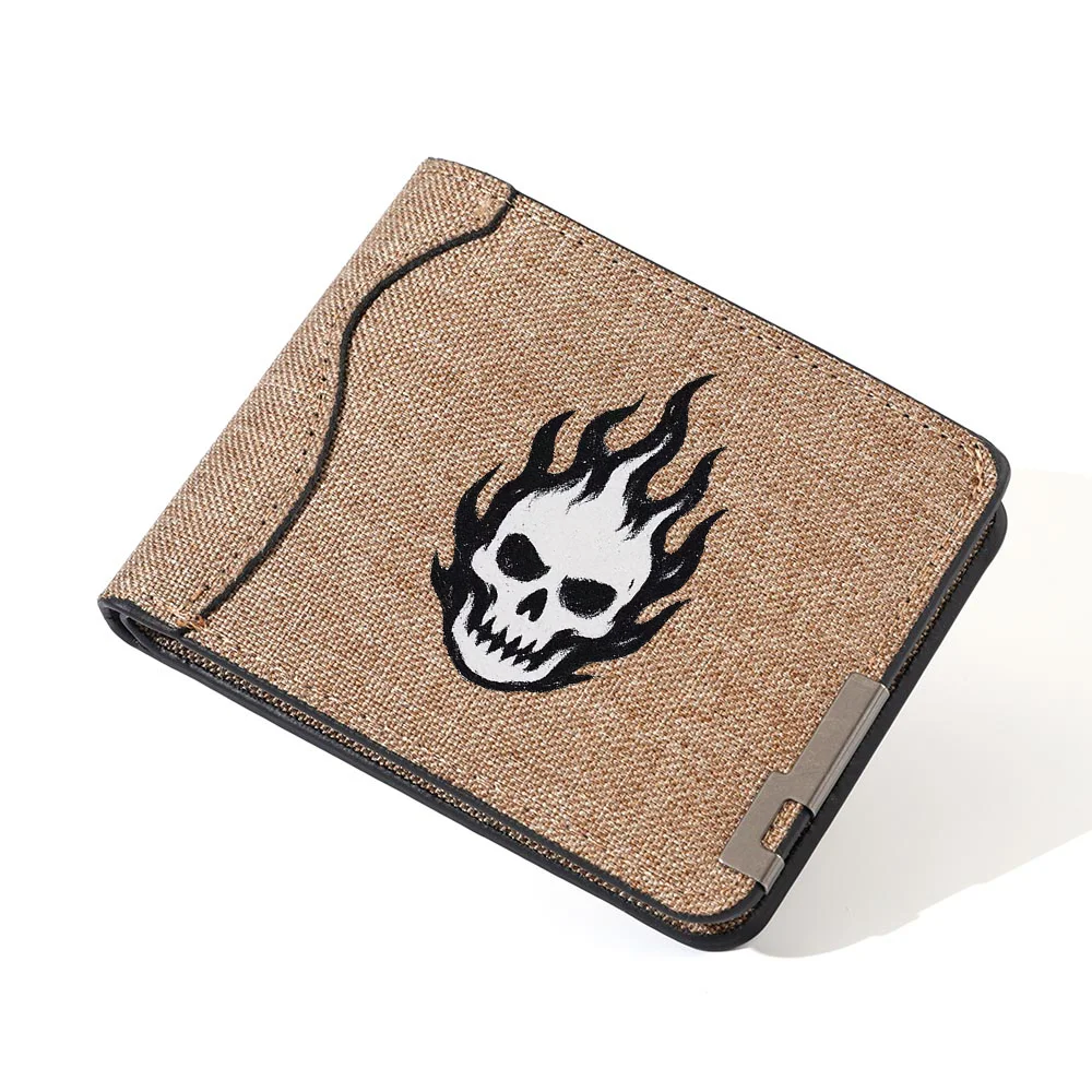 Lässige Canvas-Geldbörse für Herren, schrulliges Totenkopf-Design, Münzgeldbörse, Studenten-Kreditkartenetui – Detail 7