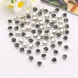 Vibrant Silver Claw Glass Crystal Rhinestone Beads for DIY and Fashion Crafting (A16 Black diamond)