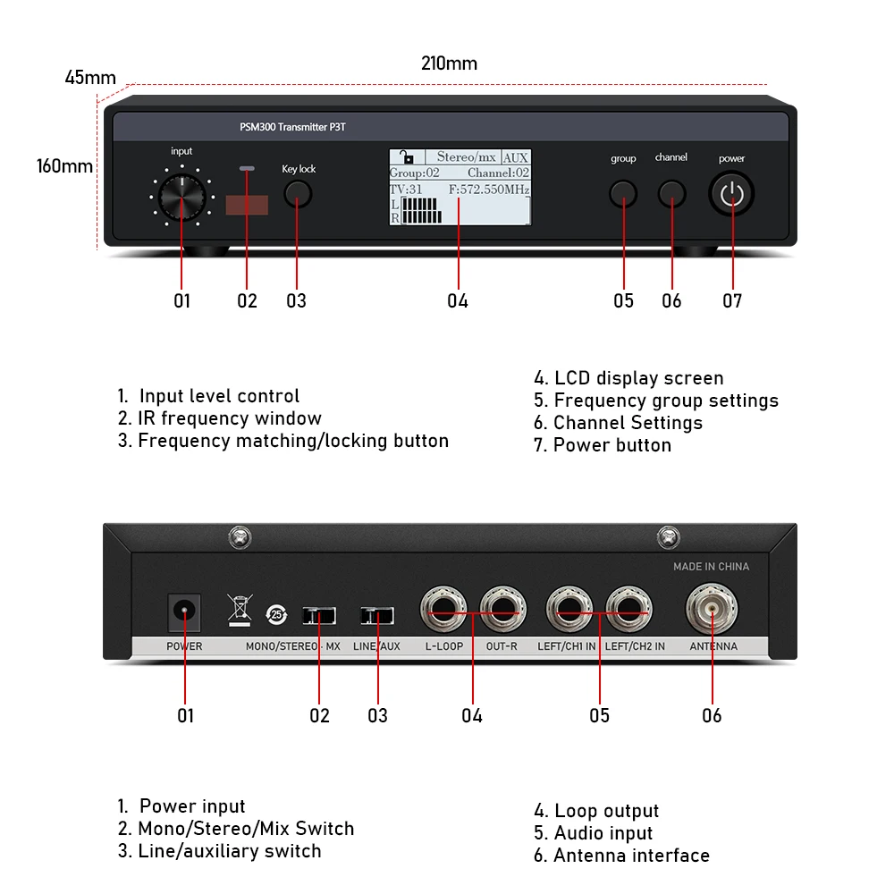 SIKETEER In-Ear Monitoring System PSM300 Stage Personal Wireless In Ear Monitor For Bands 500MHz 100mW 24-Bit Processor Audio