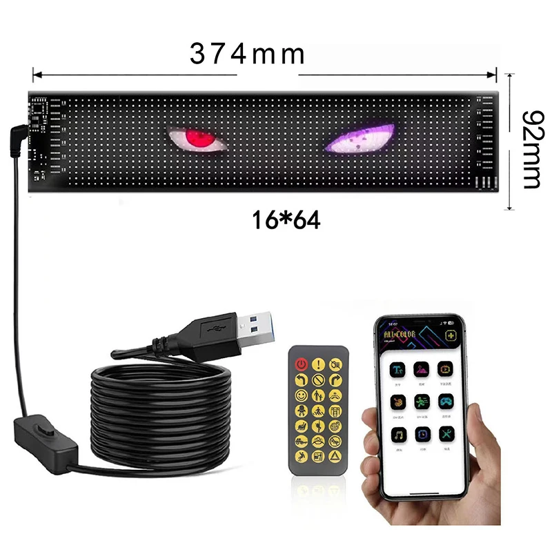 LED Display Light Car/Truck RGB Bluetooth Panel Lamp LED Matrix Pixel Lights Programmable Bluetooth App Control LED Panel Flexible Display Light