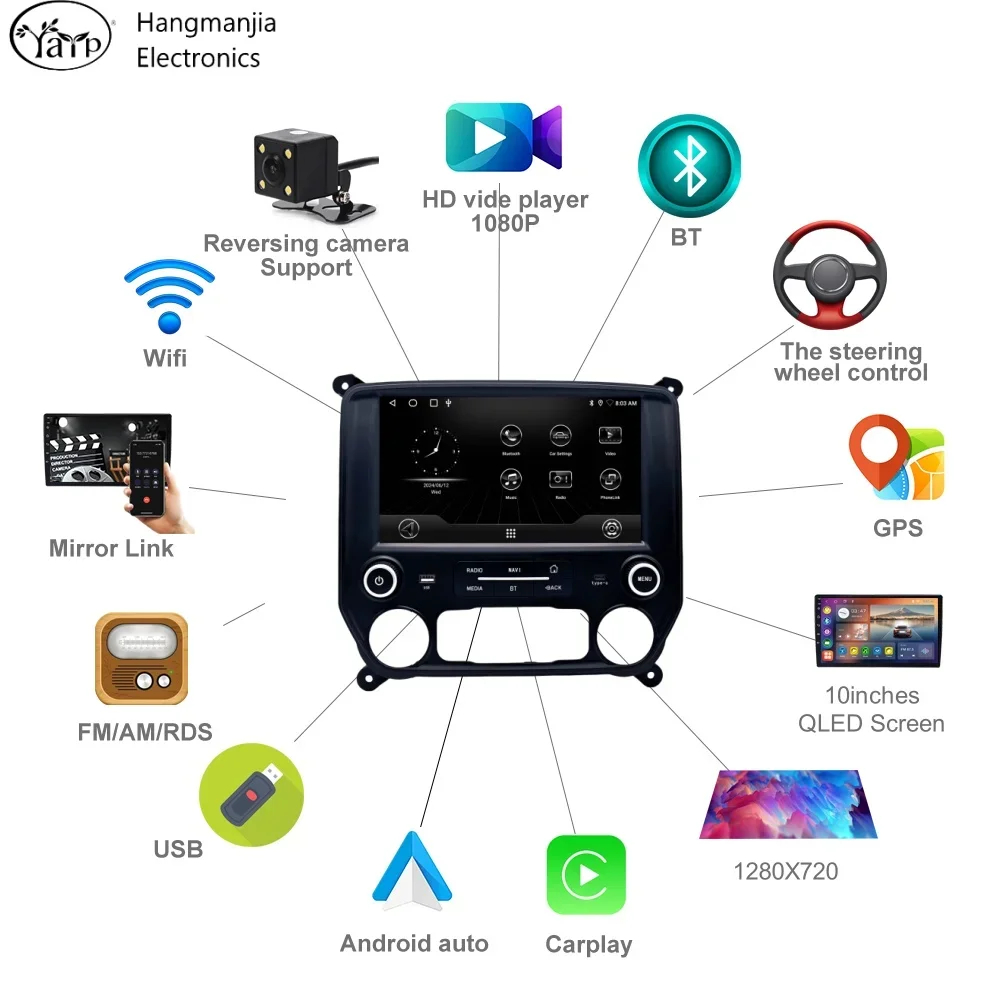 Autoradio con Navigazione GPS per Chevrolet Silverado GMC Sierra VIA Vtru 2014 - 2018, Sistema Android con Carplay, Stereo Senza DVD - immagine 4