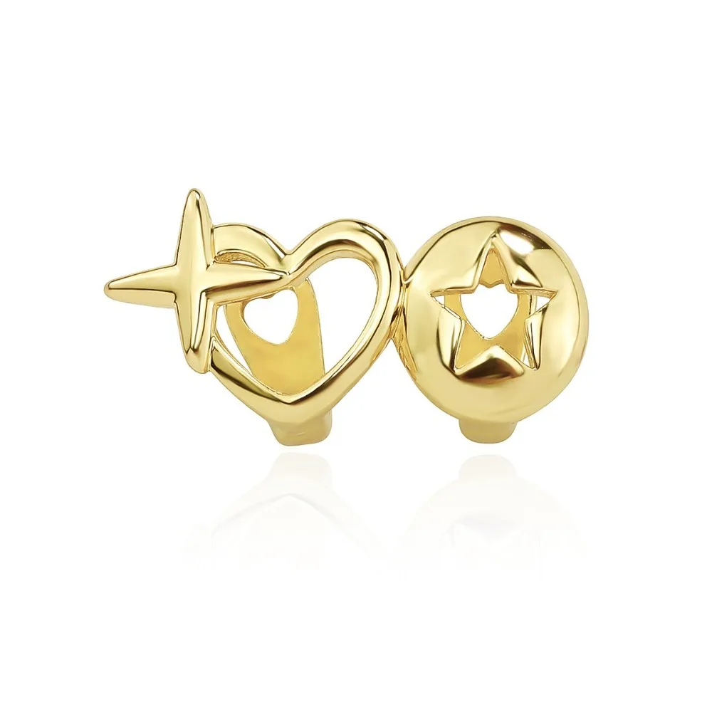 새로운 하트 모양 힙합 치아 그릴즈, 구리 치아 캡, 고광택 치아 장신구 힙합