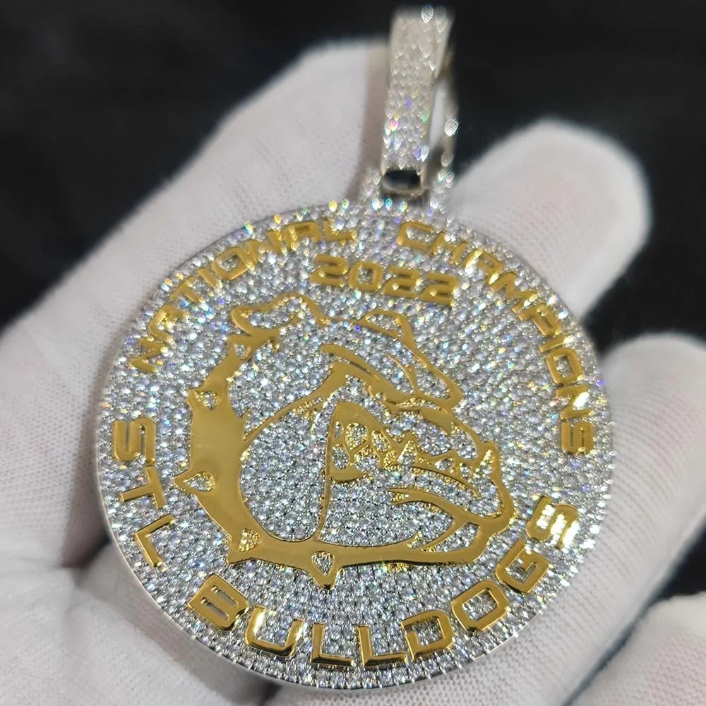 50MM Iced Out Style Personality Hip Hop Customized 18k Gold Plating Shine Diamond Luxury Men's Big Pendant With Tennis Necklace