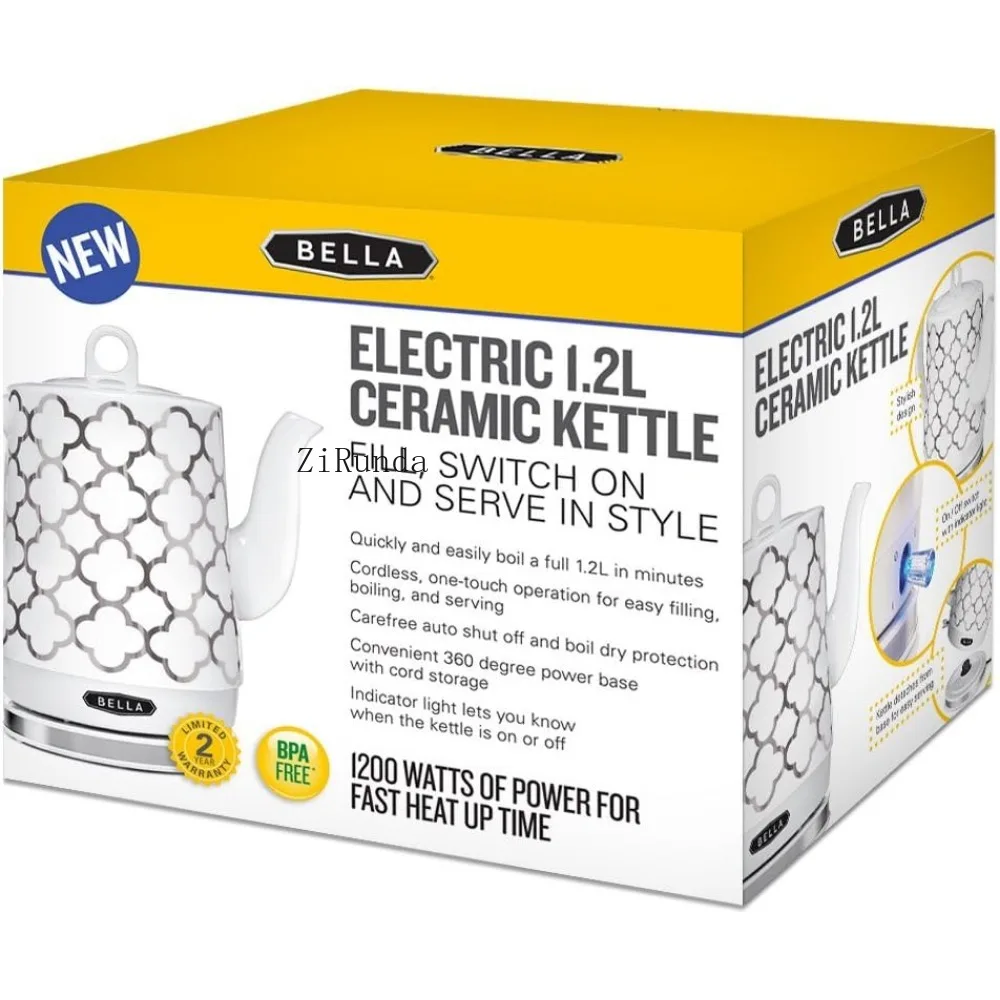 Electric Kettle & Tea Pot - Ceramic Water Heater with Detachable Swivel Base, Auto Shut Off & Boil Dry Protection 5
