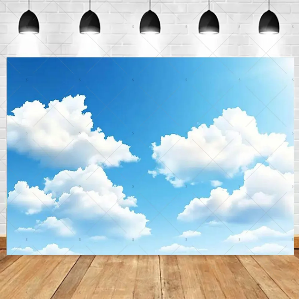 Dreamy Blue Sky and White Clouds Photography Backdrop for Wedding and Party Décor